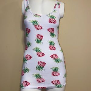 Cute pink pineapple long tank top